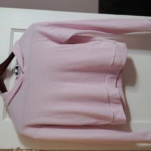 Pink waffle hooded top